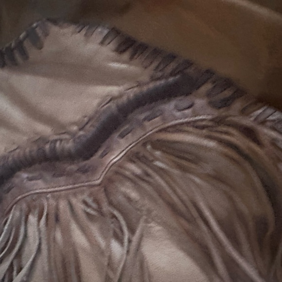 Zara NwT Fringed Tan leather jacket , size M - Picture 12 of 13